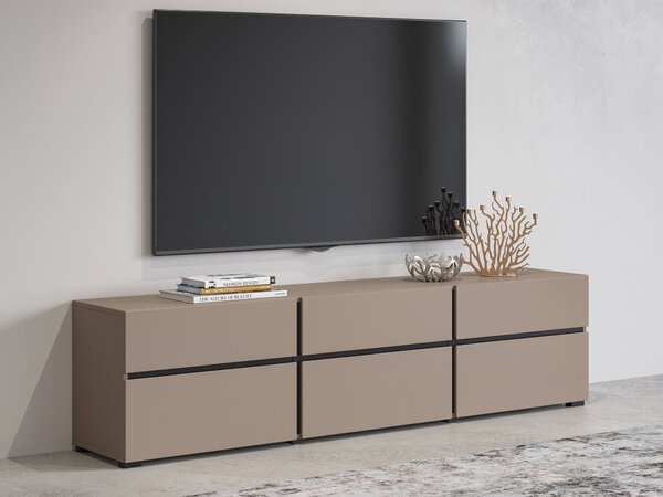 TV-állvány Alfere 102, Laminált forgácslap, 48x180x40cm, Fekete, Congo