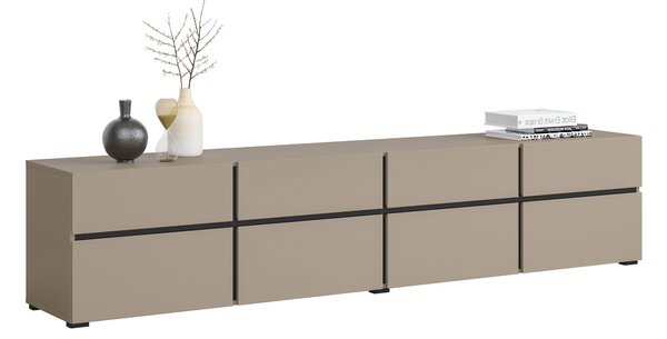 TV-állvány Alfere 101, Laminált forgácslap, 48x225x40cm, Fekete, Congo