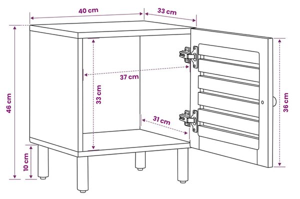 VidaXL Éjjeli asztal 2 db Természetes 40 x 33 x 46 cm Tömör Mangófát