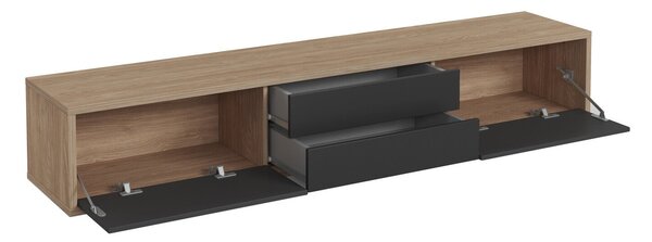 TV-állvány Austin 325, Laminált forgácslap, 30x180x36cm, Antracit, Tölgy