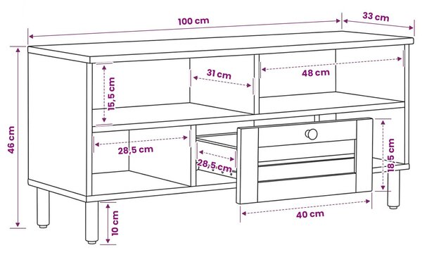 VidaXL Tároló szekrények Természetes 100 x 33 x 46 cm Tömör Mangófát