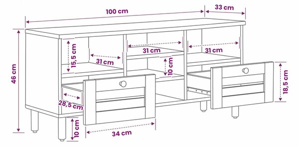 VidaXL Tároló szekrények Természetes 100 x 33 x 46 cm Tömör Mangófát
