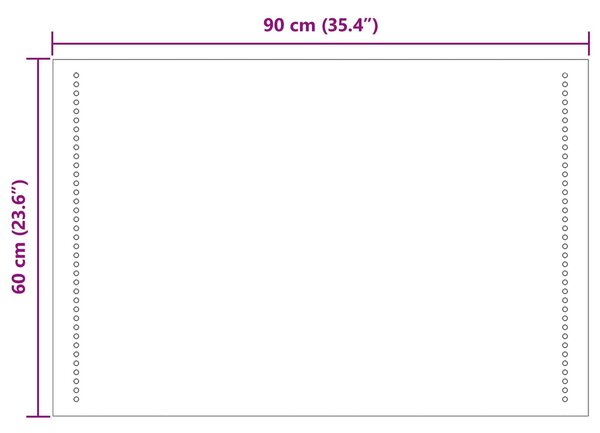 VidaXL LED Fürdőszoba Tükör Átlátszó 90 x 60 cm edzett üveg