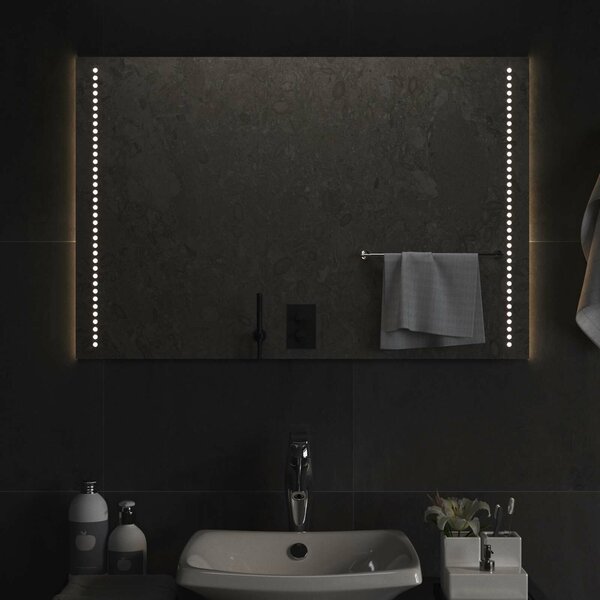 VidaXL LED Fürdőszoba Tükör Átlátszó 90 x 60 cm edzett üveg