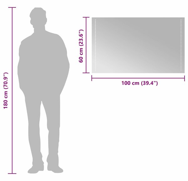 VidaXL LED Fürdőszoba Tükör Átlátszó 100 x 60 cm edzett üveg