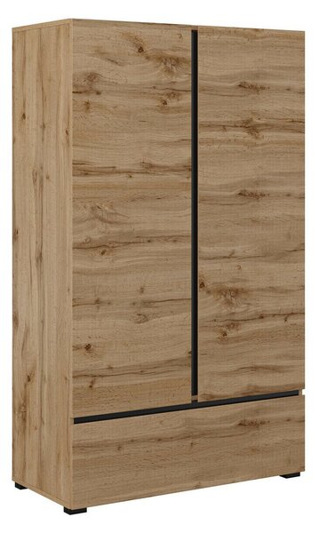 Könyvespolc Alfere 122, Ajtókkal, Zárt, Fiókokkal, Laminált forgácslap, 150x89x40cm, Fekete, Wotan tölgy