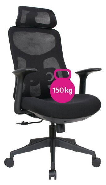 Irodai szék, fekete, teherbírás 150 kg, SULIVAN