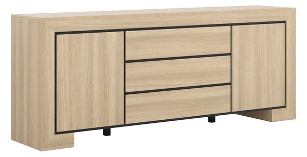 Komód Etrteo 102, Laminált forgácslap, 90x225x48cm, Tölgy, Fekete