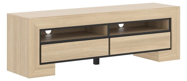 TV-állvány Etrteo 103, Laminált forgácslap, 51x160x41cm, Tölgy, Fekete