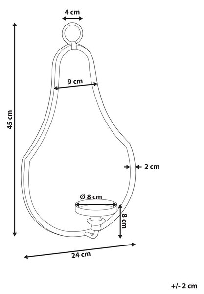 Fali gyertyatartó BAZARNES Fém 45 cm Arany