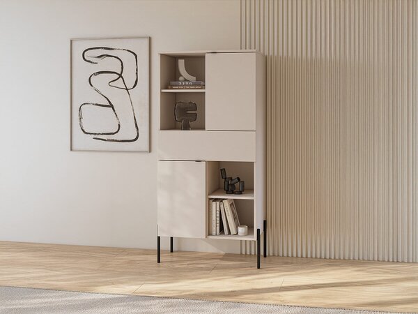 Könyvespolc Levtenu 110, Fiókokkal, Ajtókkal, Zárt, Laminált forgácslap, 150x70x40cm, Kasmír