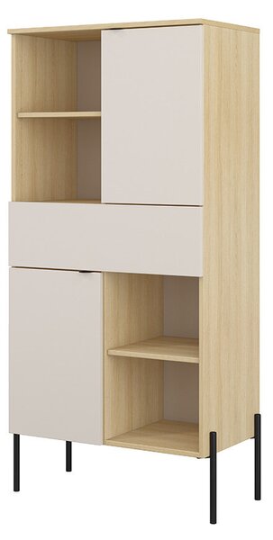 Könyvespolc Levtenu 110, Fiókokkal, Ajtókkal, Zárt, Laminált forgácslap, 150x70x40cm, Tölgy, Kasmír