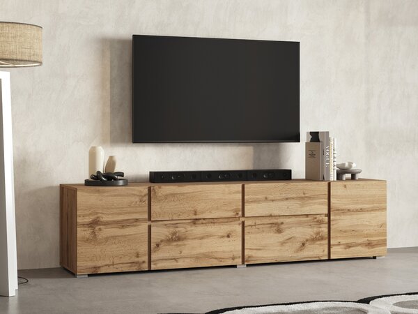 TV-állvány Elbleve 100, Laminált forgácslap, 48x195x40cm, Wotan tölgy