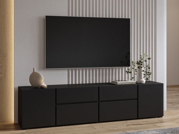 TV-állvány Elbleve 100, Laminált forgácslap, 48x195x40cm, Fekete
