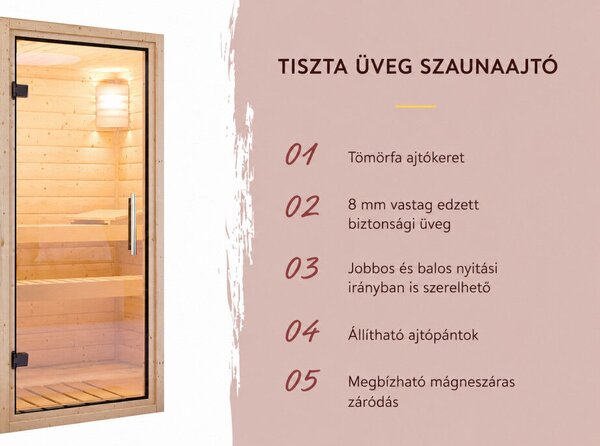 Karibu Variado beltéri finn szauna 2 fő részére – kályha nélkül, választható ajtóval