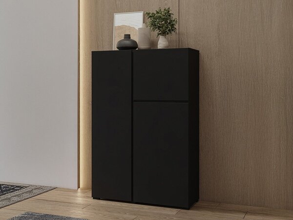 Könyvespolc Elbleve 102, Ajtókkal, Zárt, Laminált forgácslap, 139x92x40cm, Fekete