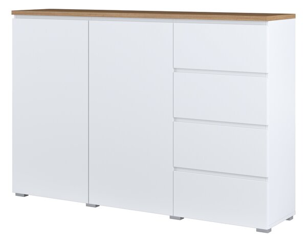 Komód Baletu 109, Laminált forgácslap, 100x150x35cm, Fehér, Tölgy