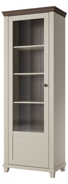 Könyvespolc Tolnue 101, Ajtókkal, Zárt, Közepes sűrűségű farostlemez, Laminált forgácslap, Üveg, 200x71x42cm, Világos bézs, Tölgy