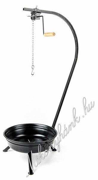 Fekete tűzteres állvány + grillrács 48 cm (magyar termék)
