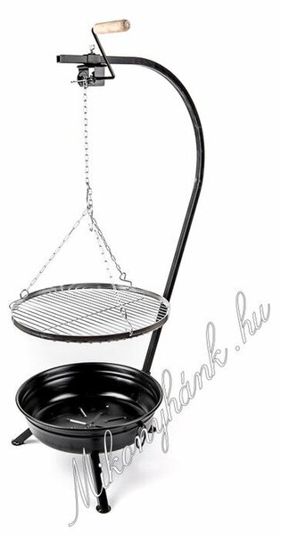 Fekete tűzteres állvány + grillrács 48 cm (magyar termék)