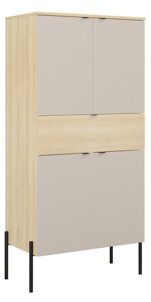 Könyvespolc Levtenu 120, Fiókokkal, Ajtókkal, Zárt, Laminált forgácslap, 150x70x40cm, Tölgy, Kasmír