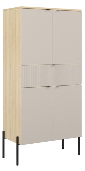 Könyvespolc Levtenu 121, Zárt, Fiókokkal, Ajtókkal, Laminált forgácslap, 150x70x40cm, Tölgy, Kasmír