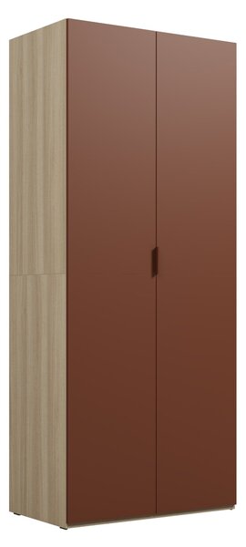 Gardróbszekrény Austin 387, Laminált forgácslap, 215x90x53cm, Tölgy, Narancs