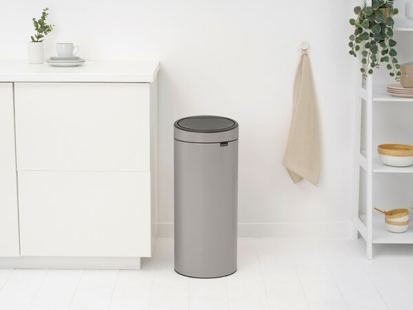 Brabantia Touch Bin New Soft-Touch nyomófedeles hulladékgyűjtő belső tartállyal, kerek, 30L - G méret, acél, hamvasszürke - 254963