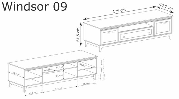 Windsor W-9 tv állvány, kasmír / természetes tölgy