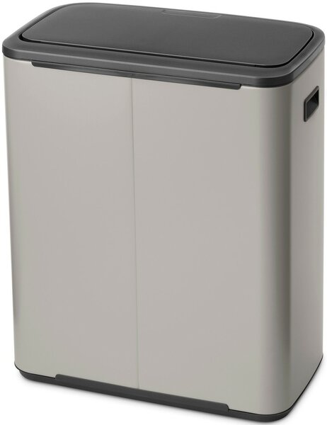 Brabantia Bo Touch Bin nyomófedeles hulladékgyűjtő XXL, padlón álló, műanyag tartály, 2x30L - O méret, acél, hamvasszürke - 255045