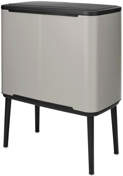 Brabantia Bo Touch Bin nyomófedeles szelektív hulladékgyűjtő, magasított, lábakon álló, műanyag tartály, 11+23L - X+J méret, acél, hamvasszürke - 255007