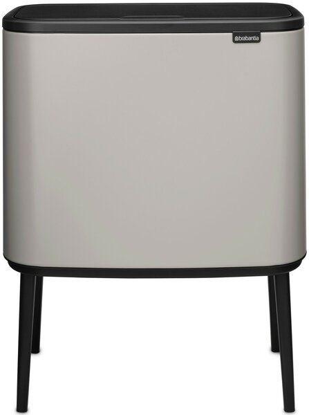 Brabantia Bo Touch Bin nyomófedeles szelektív hulladékgyűjtő, magasított, lábakon álló, műanyag tartály, 11+23L - X+J méret, acél, hamvasszürke - 255007