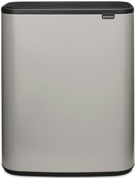 Brabantia Bo Touch Bin nyomófedeles hulladékgyűjtő XXL, padlón álló, műanyag tartály, 2x30L - O méret, acél, hamvasszürke - 255045
