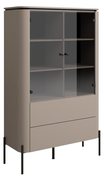 Könyvespolc Mirbeno 108, Zárt, Fiókokkal, Ajtókkal, Üveg, Laminált forgácslap, 160x98x40cm, Congo