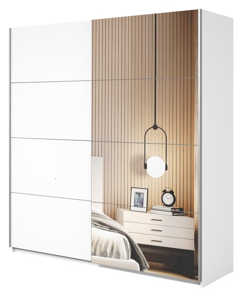 Gardróbszekrény Melvele 111, Laminált forgácslap, 210x200x61cm, Fehér