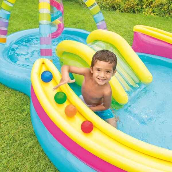 Intex 295x191x109cm felfújható Gyerekmedence - Szivárvány (56137NP) - kék