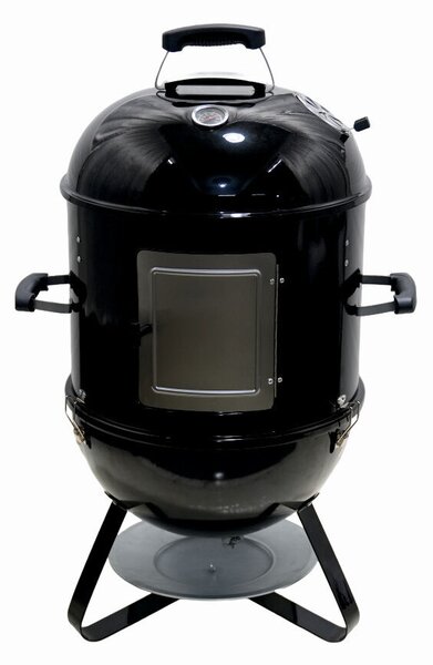 Füstölő faszenes grillsütővel KLUGMEISTER KY8560LD, acél anyag, grillsütő átmérője 44 cm, méretek 62x49x96 cm