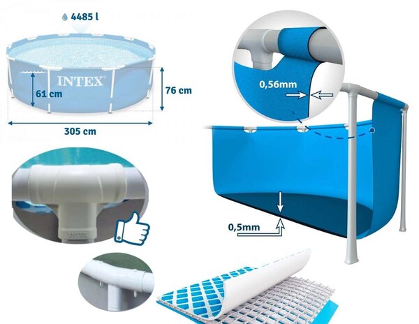 Intex 305x76cm Metal Frame fémvázas Medence vízforgatóval (28202NP)