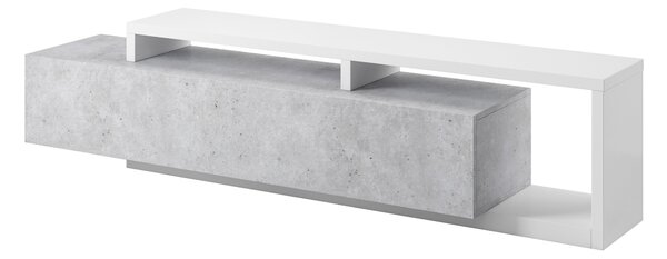 TV-állvány Lutiva 103, Laminált forgácslap, 52x219x45cm, Fehér, Beton