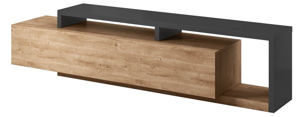 TV-állvány Lutiva 103, Laminált forgácslap, 52x219x45cm, Antracit, Ribbeck tölgy