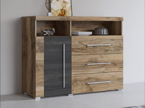 Komód Sorciro 102, Laminált forgácslap, 92x120x39cm, Sötét tölgy, Dió
