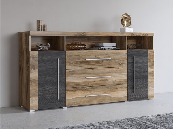 Komód Sorciro 100, Laminált forgácslap, 92x182x39cm, Sötét tölgy, Dió
