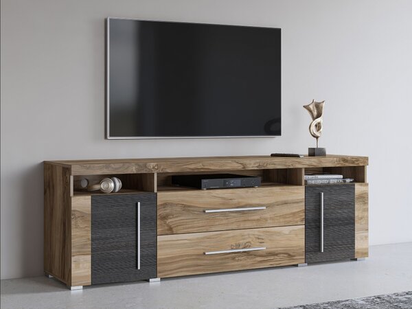 TV-állvány Sorciro 106, Laminált forgácslap, 60x182x40cm, Sötét tölgy, Dió