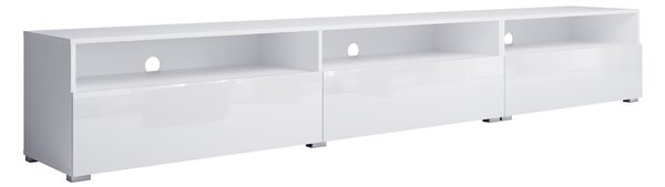 TV-állvány Serodeu 105, Laminált forgácslap, 40x270x41cm, Fényes fehér, Fehér