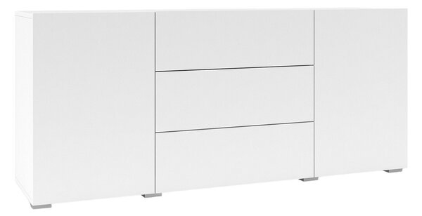 Komód Revmiru 103, Laminált forgácslap, 63x140x35cm, Wotan tölgy, Fehér