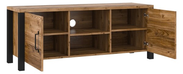 TV-állvány Tornua 104, Laminált forgácslap, 57x147x43cm, Matt fekete, Sötét lucfenyő