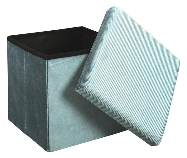 Összecsukható tárolós puff, bársony 38x38 cm, menta - CLOE