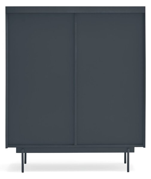 Antracitszürke-natúr színű magas komód tölgyfa dekorral 100x120 cm Otto – Teulat
