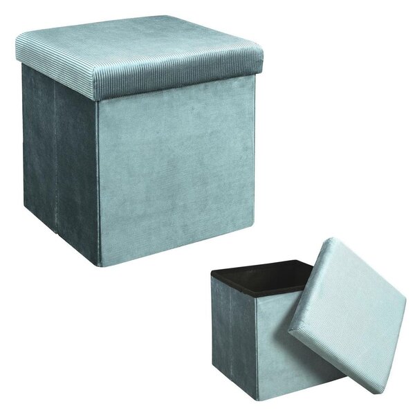 Összecsukható tárolós puff, bársony 38x38 cm, menta - CLOE