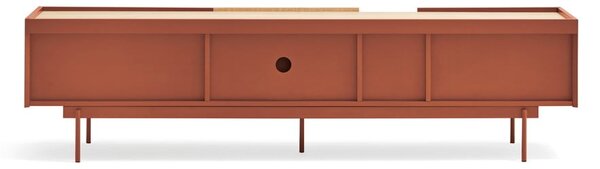 Téglavörös-natúr színű TV-állvány tölgyfa dekorral 180x45 cm Otto – Teulat